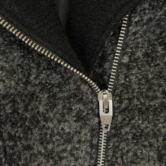 Grey fuzzy wool winter moto style jacket - Picture 8 of 10